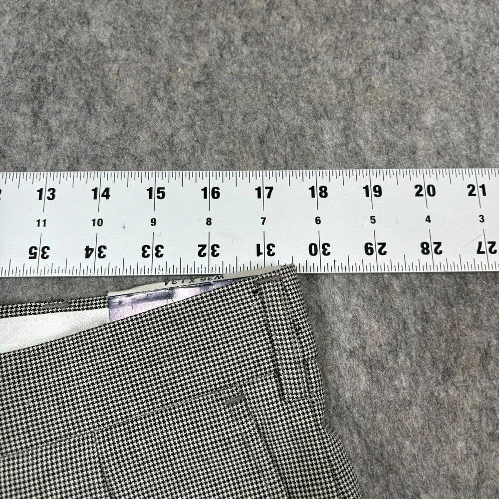 Ivy Crew Dress Pants Men's Size W36 X L34 Pleated Cuffed‎ Gray Small Houndstooth